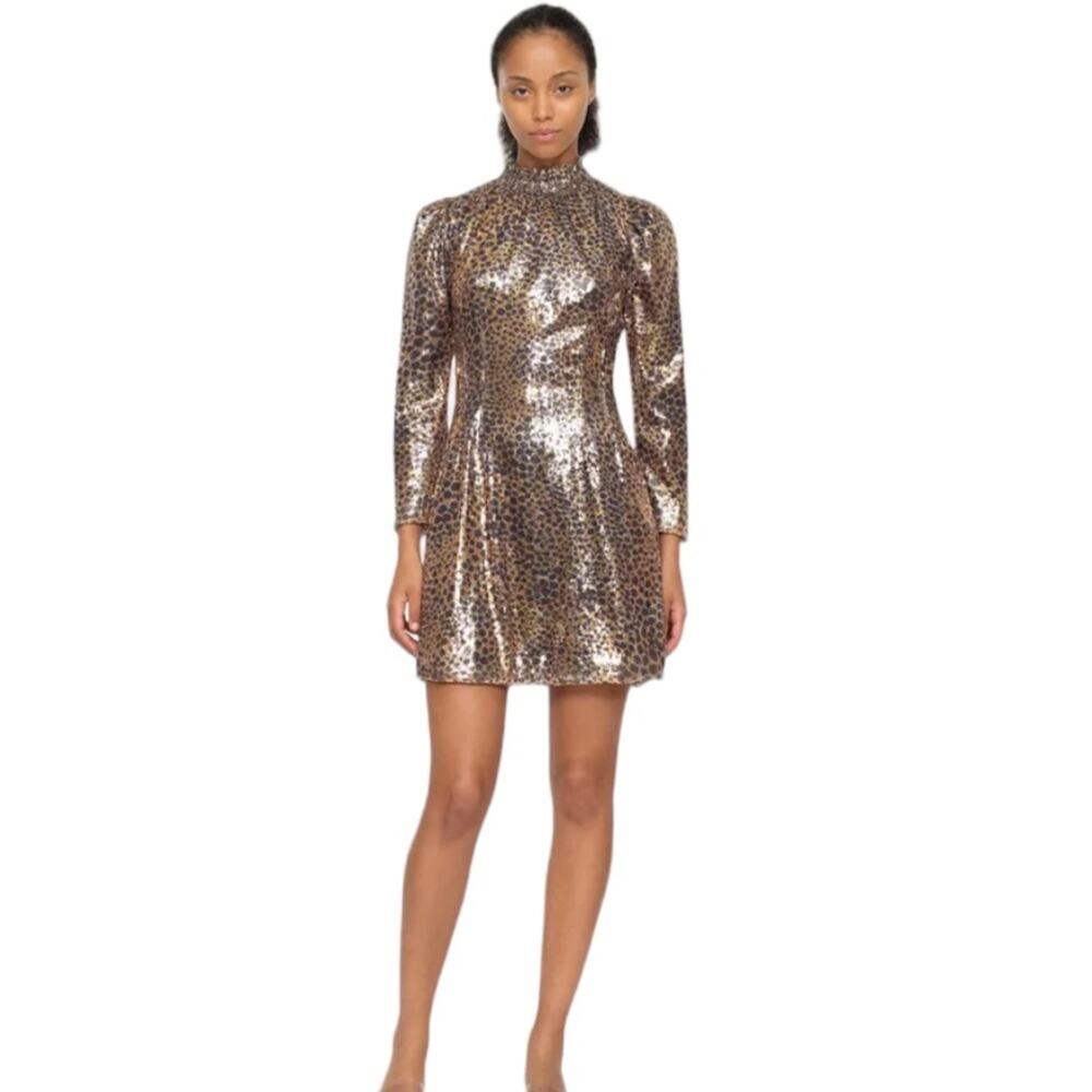 Sea New York Leo Sequin Dress leopard‎ sz 00